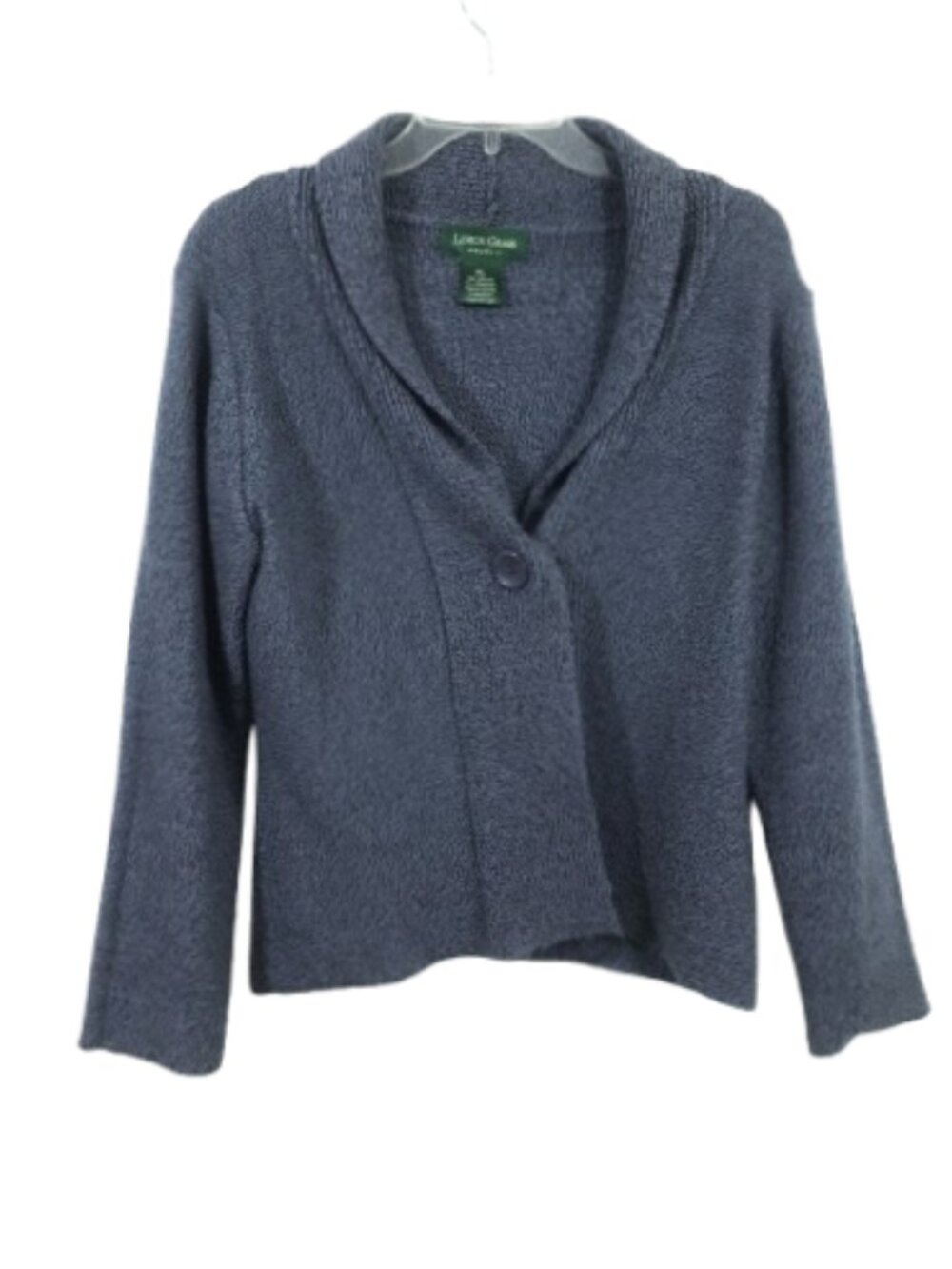 Lemon Grass Chunky Knit Cardigan Sweater with Shawl Collar Blue Petite Women PL